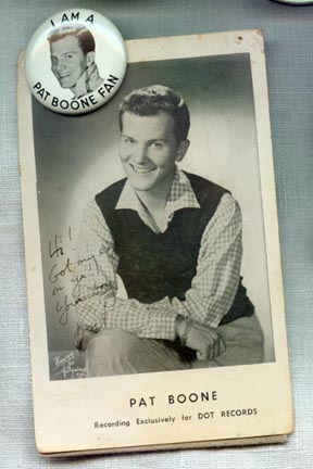 Pat Boone pinback and photo card