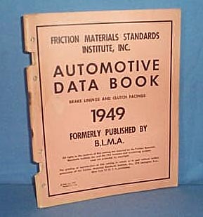 1949 Automotive Data Book, Brake Linings and Clutch Facings