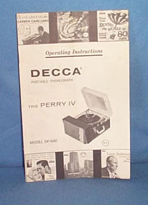 Decca Perry IV portable phonograph operating instructions booklet