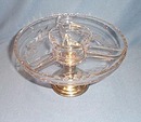 Sterling silver and etched glass divided shrimp dish