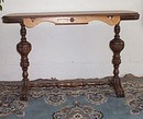 Walnut and birdseye maple sofa table