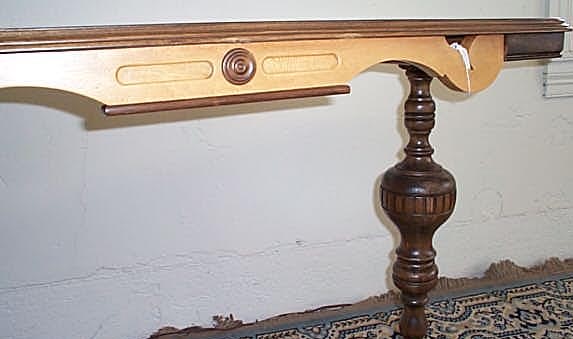 Walnut and birdseye maple sofa table