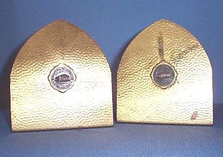 Hammered brass Temple University bookends