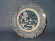 Monarch (Japan) Currier and Ives blue dinner plate