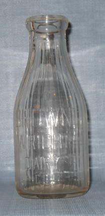 Brown Wright Dairy Co. Scranton PA embossed quart milk bottle