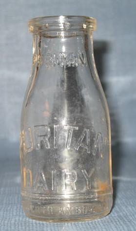 Puritan Dairy Perth Amboy NJ embossed half-pint milk bottle