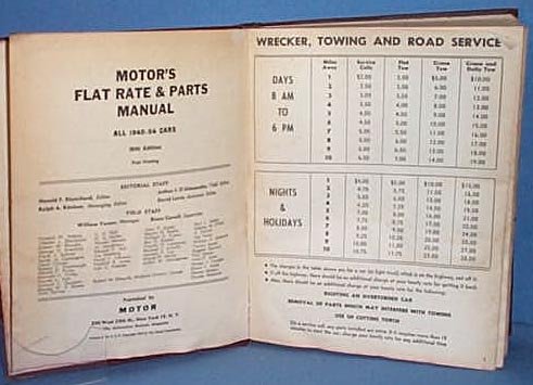MoToR's Flat Rate and Parts Manual, 26th Edition, 1954