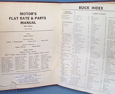 MoToR's Flat Rate and Parts Manual, 28th Edition, 1956