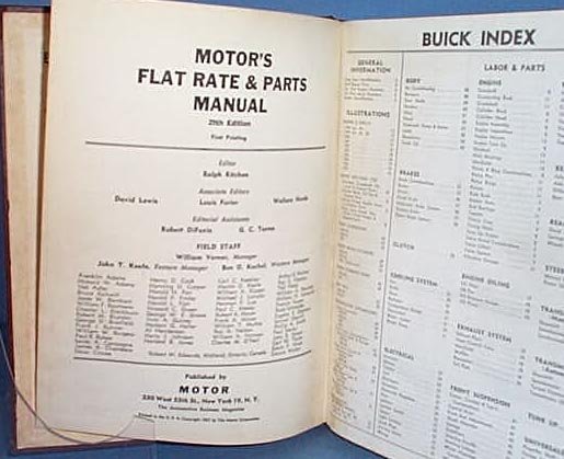 MoToR's Flat Rate and Parts Manual, 29th Edition, 1957