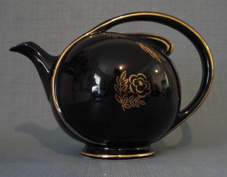 Hall Airflow 6 cup Tea Pot and Lid, Cobalt Standard Gold