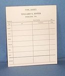 Time Sheet Pad, Willard E. Eister, Perkasie PA