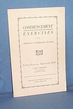 Commencement Exercises of the American Commercial School, Allentown PA, August 14, 1931 program