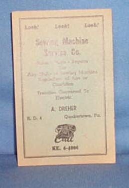 A. Dreher, Quakertown PA, Sewing Machine Service Co. ink blotter