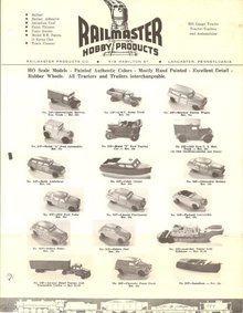 Railmaster Hobby Products, Lancaster PA HO Scale Models brochure