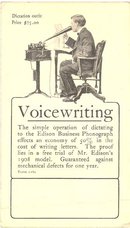 Edison Business Phonograph advertising card featuring photo of Thomas Edison
