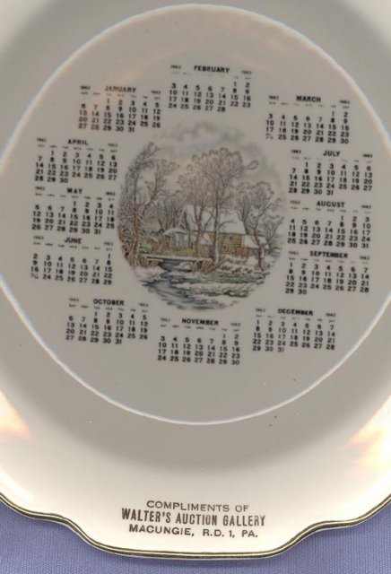 1963 Walter's Auction Gallery, Macungie, PA calendar plate