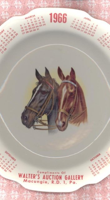 1966 Walter's Auction Gallery, Macungie, PA calendar plate