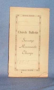 1919 Church Bulletin of the Swamp Mennonite Charge, Quakertown PA