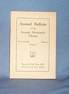 1925 Church Bulletin of the Swamp Mennonite Charge, Quakertown PA