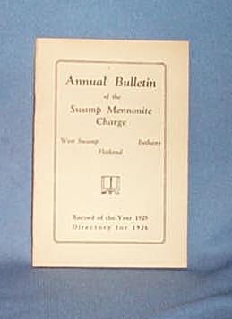 1925 Church Bulletin of the Swamp Mennonite Charge, Quakertown PA