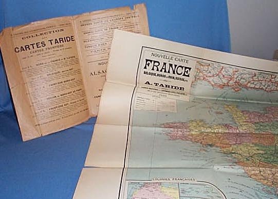 Grande Carte de France par Departements Lignes de Chemins de fer - Lignes de Navigation Colonies Francaises