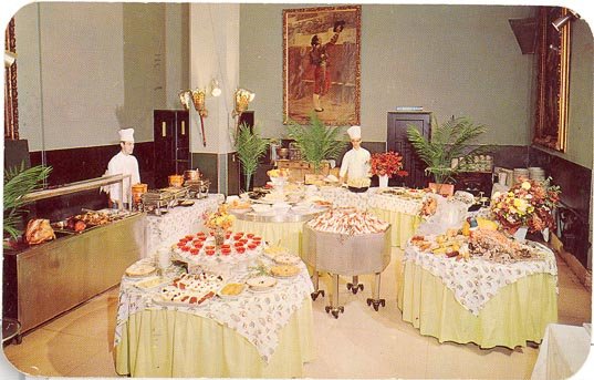 Dining Room at Americus Hotel, Allentown PA color photo postcard