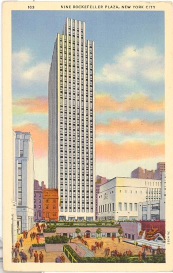 Nine Rockefeller Plaza, New York City color postcard