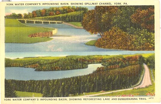 York Water Company's Impounding Basin, York PA color postcard