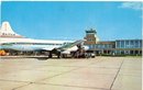 United Airlines airplane at Bendix Field, South Bend Indiana color photo postcard