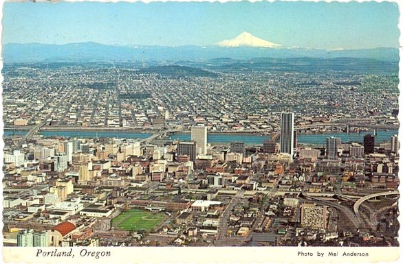 Portland, Oregon aerial color postcard