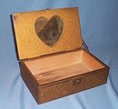 Brass-washed tin-clad wooden vanity box/ jewelry box