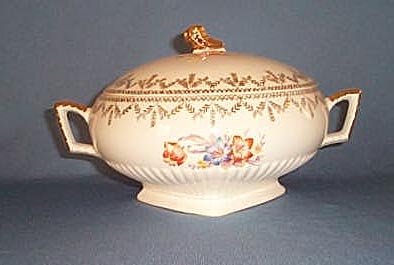 Royal China, Sebring Ohio Painted Flowers covered casserole