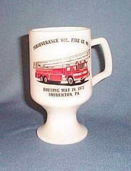 Perseverance Vol. Fire Co., Souderton, PA milk glass mug
