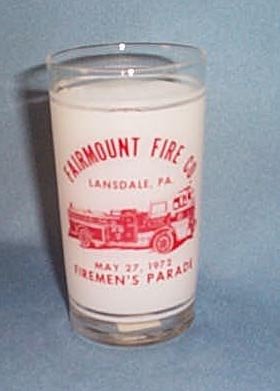 Fairmount Fire Co. Lansdale PA Fireman's Parade glass