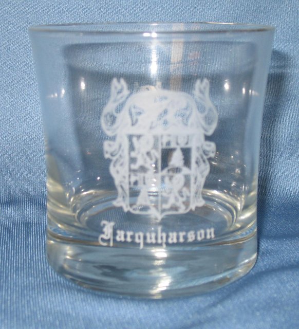 Farquharson Coat of Arms embossed whiskey glass