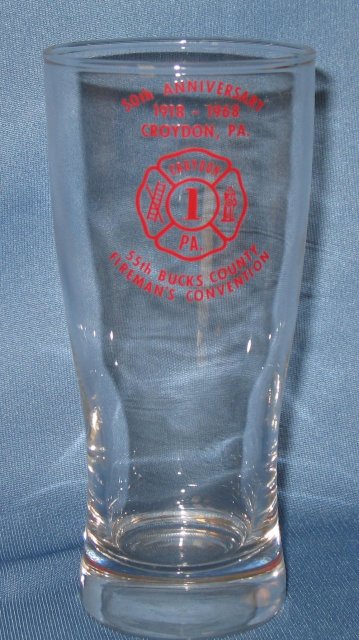 Croydon (PA) Fire Co. No. 1 50th Anniversary glass