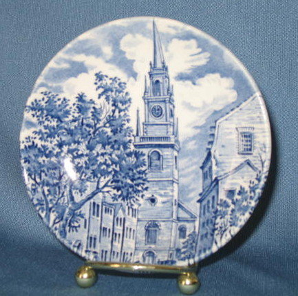 Historic Colonial Scenes Liberty Blue cup plate