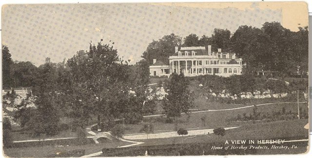 A View in Hershey , Home of Hershey Products, Hershey, PA black and white postcard