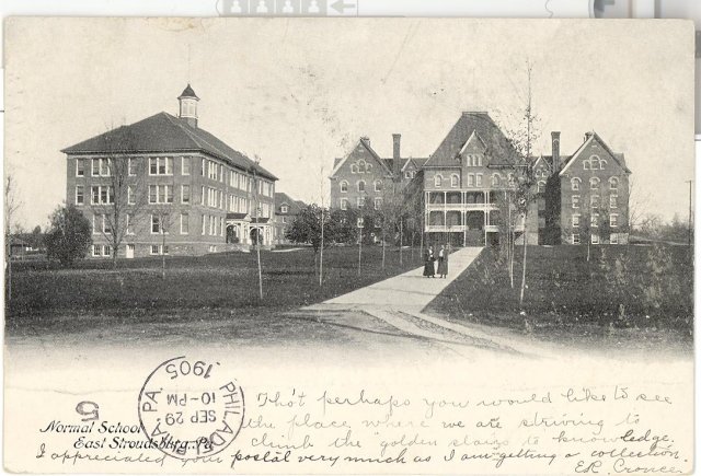 Normal School, East Stroudsburg, PA black and white postcard