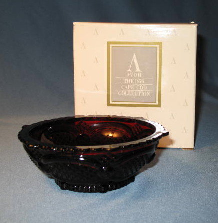 Avon 1876 Cape Cod Collection ruby red dessert bowl, new in box