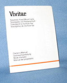 Vivitar Telephoto Fixed Mount Lens Owner's Manual