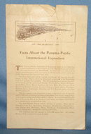 Fatcs About the Panama-Pacific International Exposition, San Francisco, 1915, 4 page paper brochure