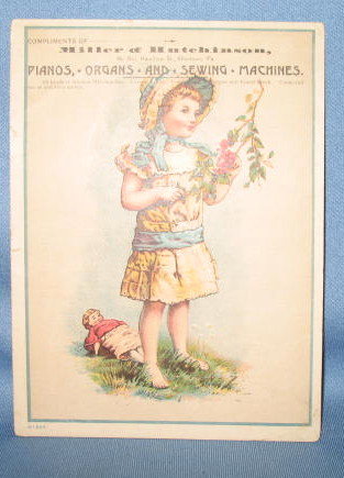 Miller & Hutchinson, 807 Hamilton Street, Allentown PA piano, organ, and sewing machine advertising card