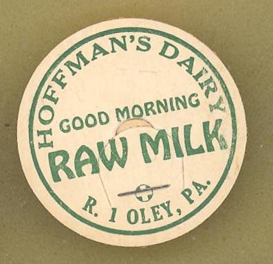 Hoffman's Dairy, Oley PA raw milk bottle cap