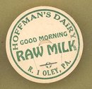 Hoffman's Dairy, Oley PA raw milk bottle cap