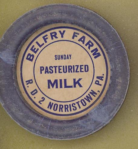 Belfry Farm, Norristown PA Sunday Pasteurized Milk bottle cap