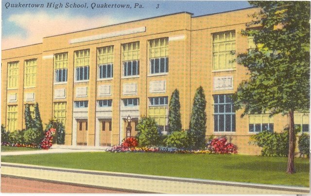 Quakertown High School, Quakertown Pennsylvania color postcard
