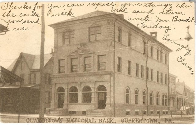 Quakertown National Bank, Quakertown Pennsylvania postcard