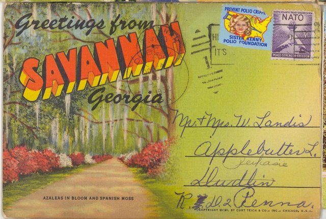 Postcard folio packet of Savannah Georgia