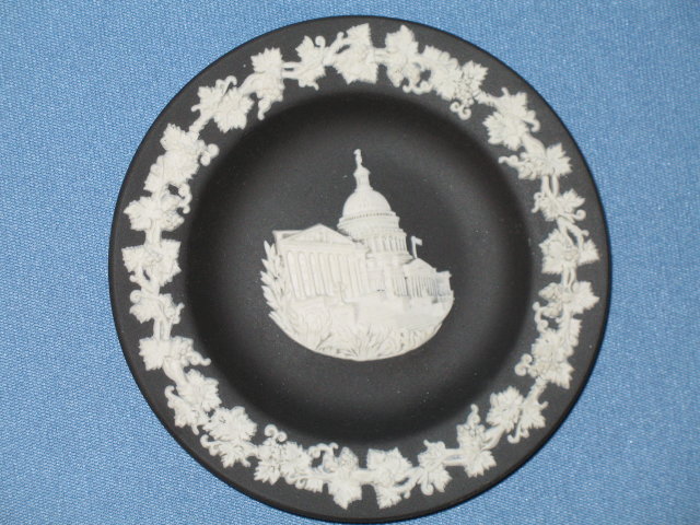 Wedgwood white on black United States Capitol round tray
